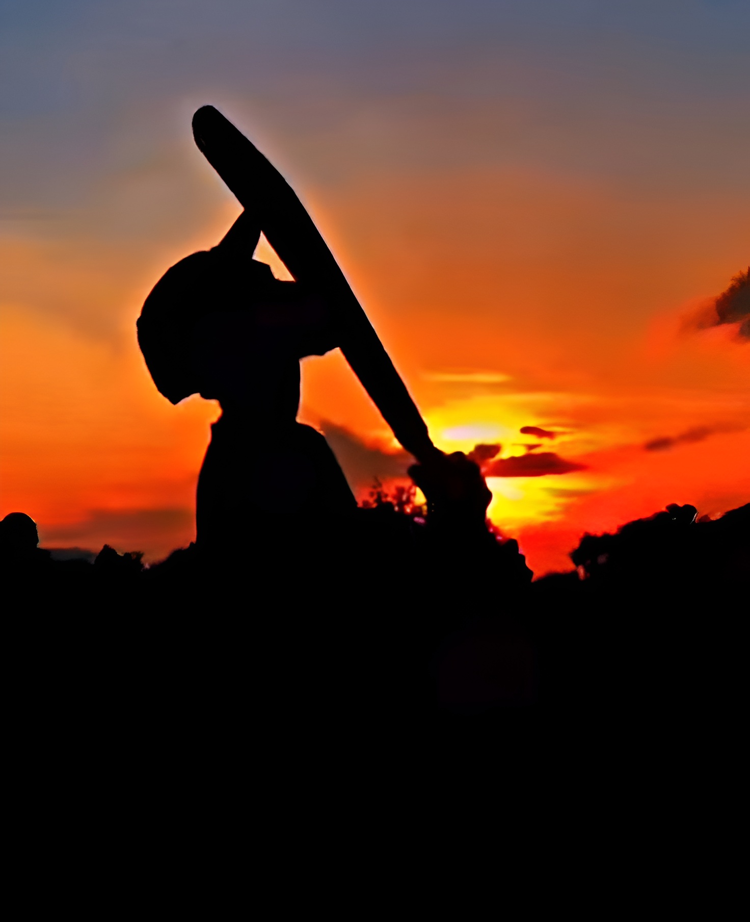 Batsman silhouette at sunset